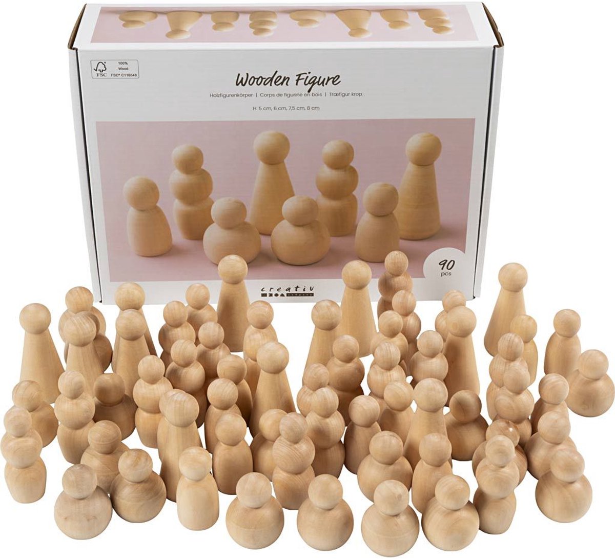 Creativ company houten vormen 5-8cm - 90dlg.