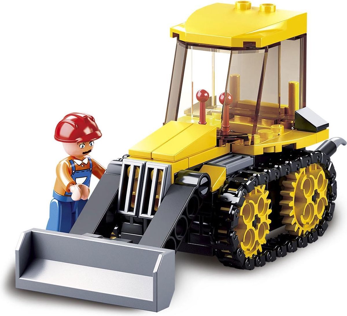Sluban town bulldozer bouwspeelgoed kinderen vanaf 6 jaar - constructiespeelgoed modelbouw - bouwdoos met 132 bouwstenen - m38-b0377d