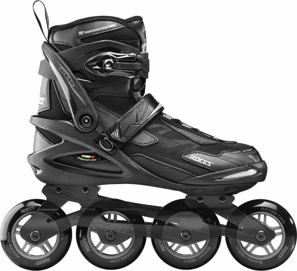 Roces ciao 2.0 tif 84 skeelers volwassenen – 4x84mm wielen – fitness inline skates – zwart – maat 45
