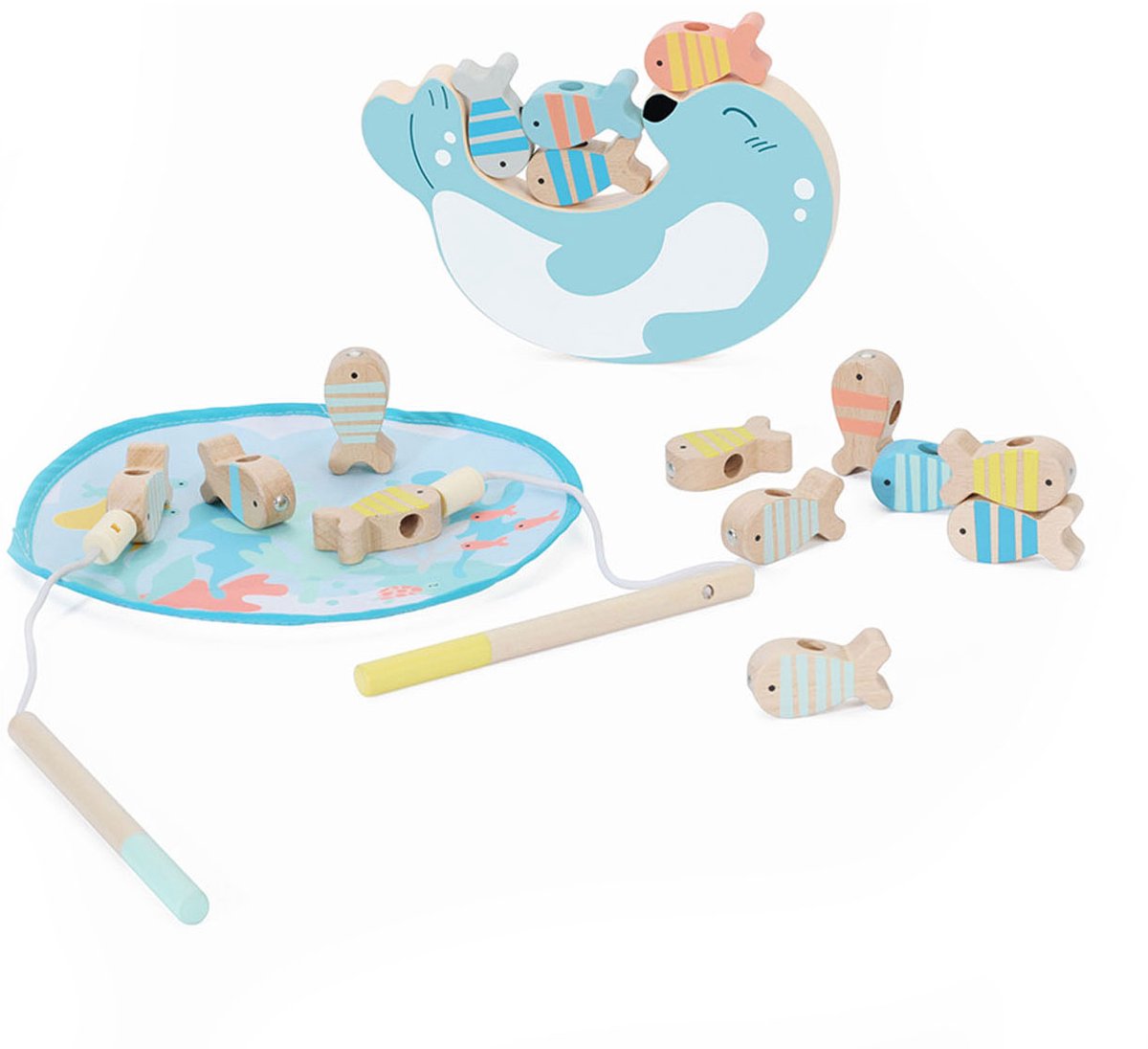 Classic world houten visspel zeehond, 24dlg.