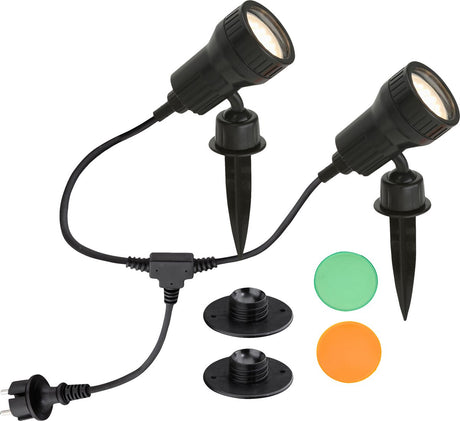 Briloner led grondspot met spies zwart, 2 stuks