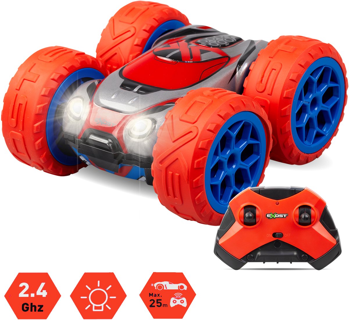 Exost rc 360 cross mx rood - rc auto - bestuurbare auto - lichtgevende koplampen