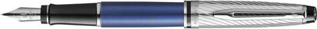 Waterman expert deluxe, vulpen, metaal-blauwe lak met palladium-gecoat detail, medium penpunt met palladium