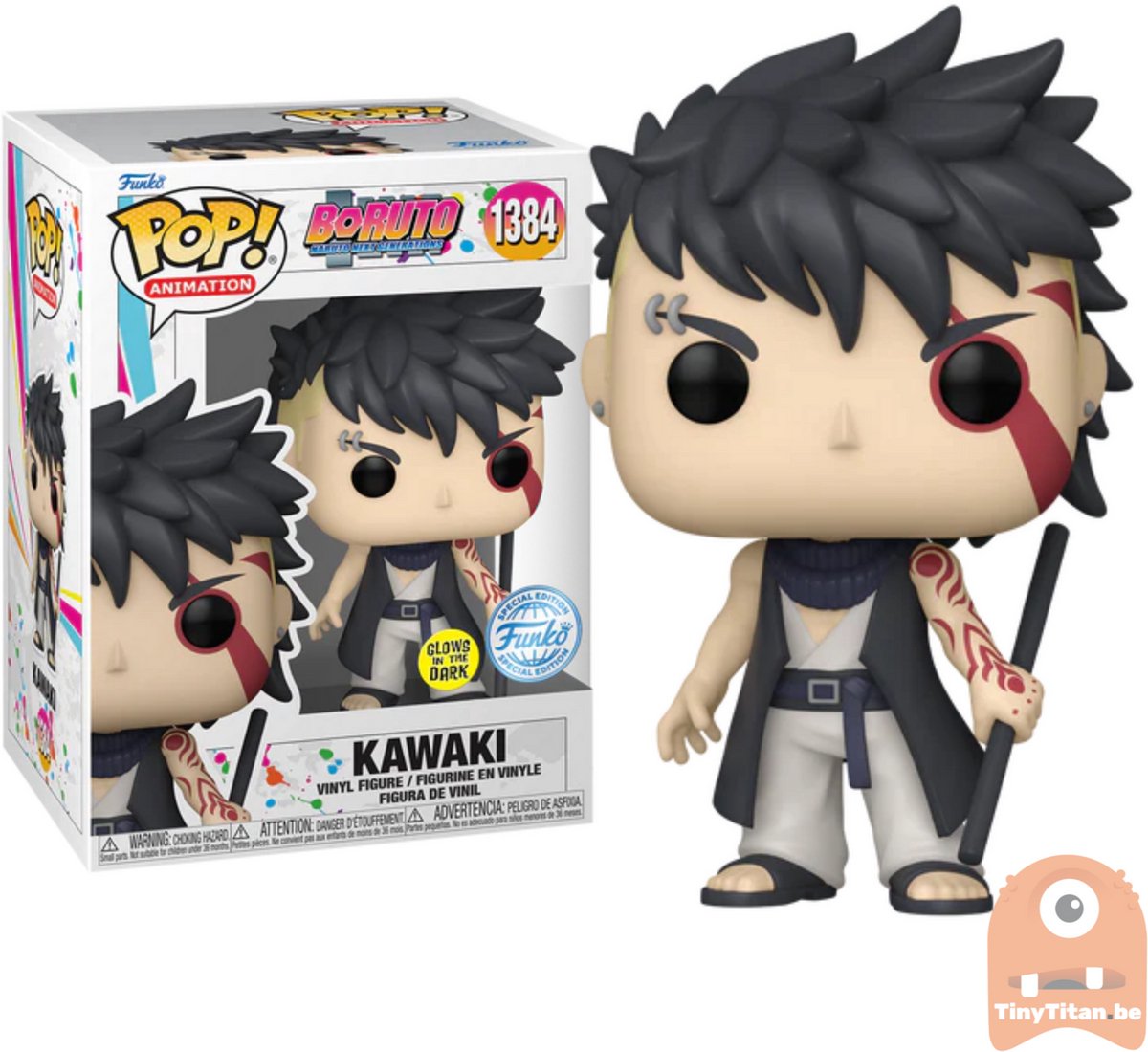 Funko pop! boruto naruto next generations - kawaki #1384 glows in the dark aaa anime exclusive