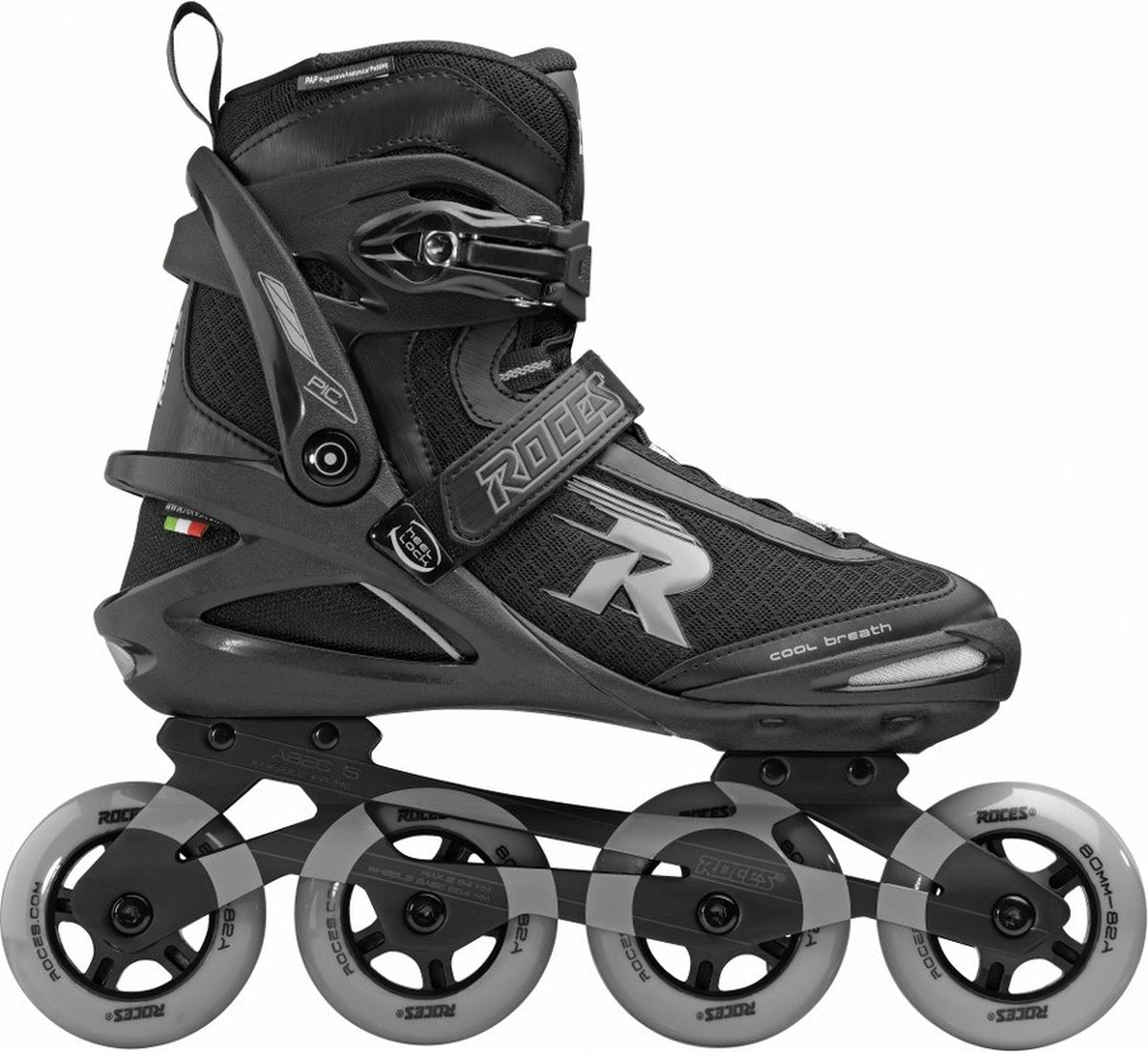 Roces pic tif 80 skeelers – 4x80mm wielen – fitness inline skates – zwart grijs – maat 43