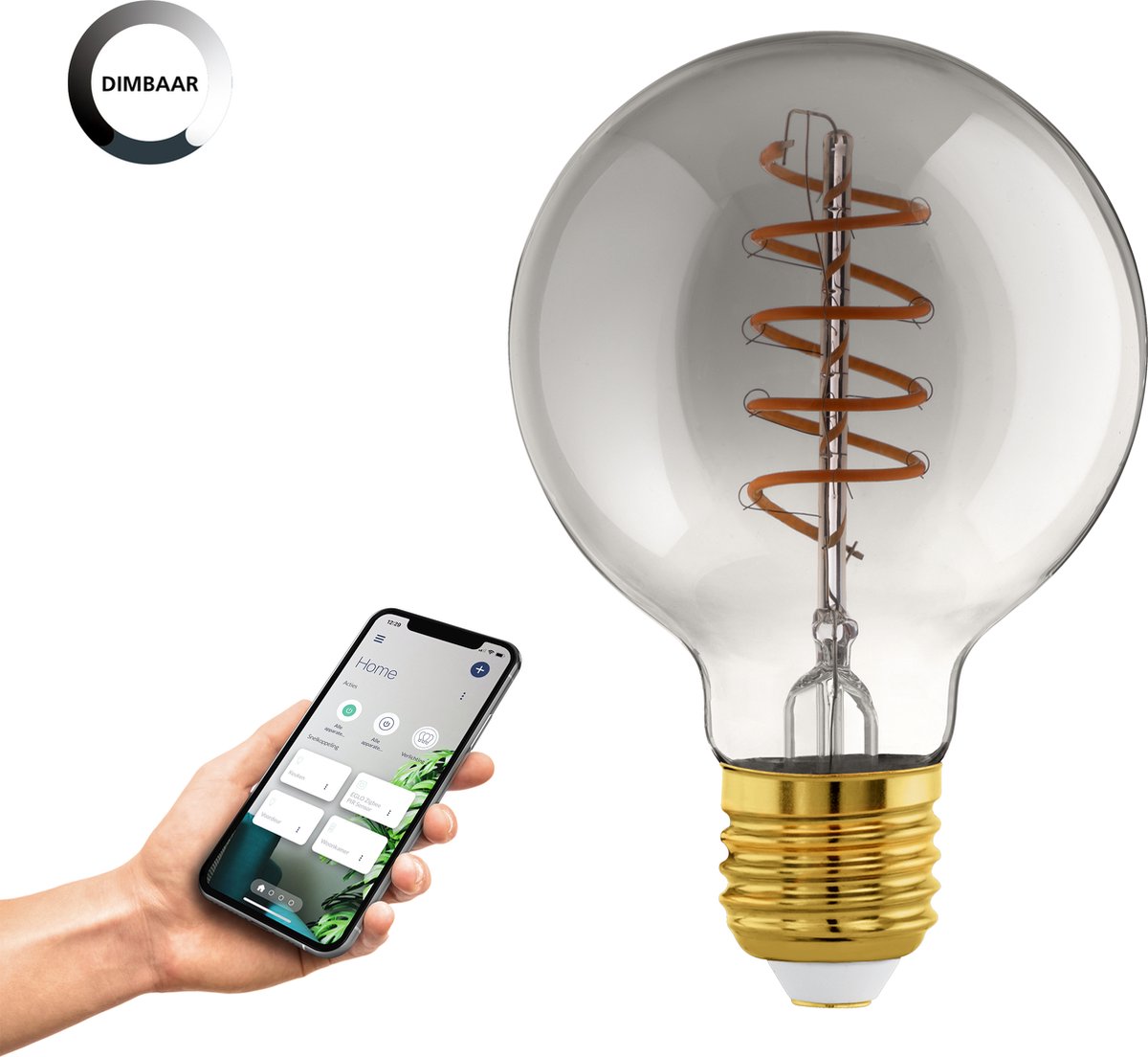 Eglo connect.z smart led lamp -e27 - ø 8 cm - smoke - rookglas - 2000k - dimbaar - zigbee