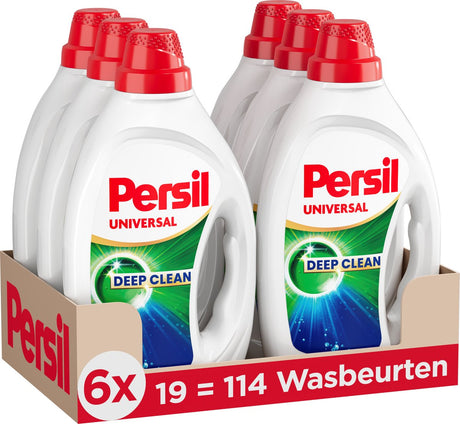Persil gel universal - vloeibaar wasmiddel - voor alle kleuren was - krachtige vlekverwijdering - 6 x 19 wasbeurten - voordeelverpakking