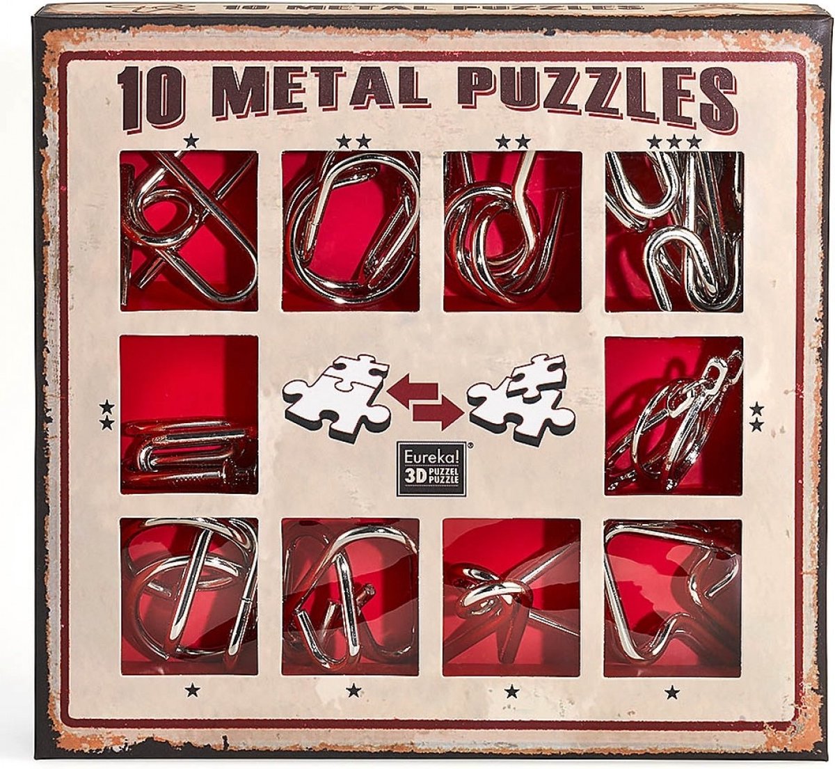 Eureka - ! 10 metalen puzzels rode editie