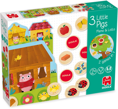 Goula jumbo - - 3 kleine biggetjes memo lotto - kinderpuzzel - 24 stukjes
