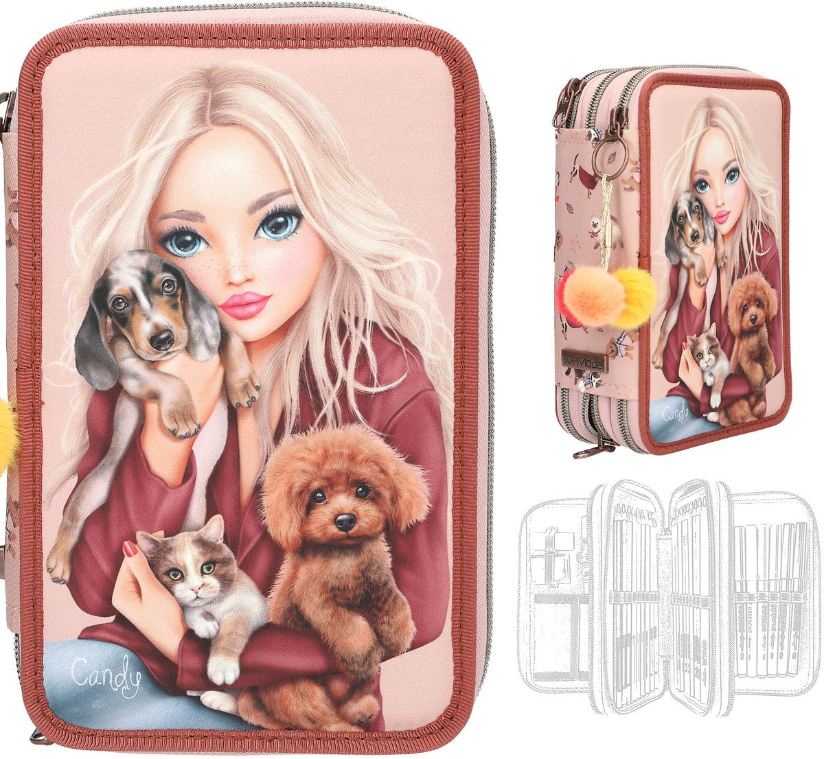 Depesche - topmodel 3-vaks etui - fur ever friends
