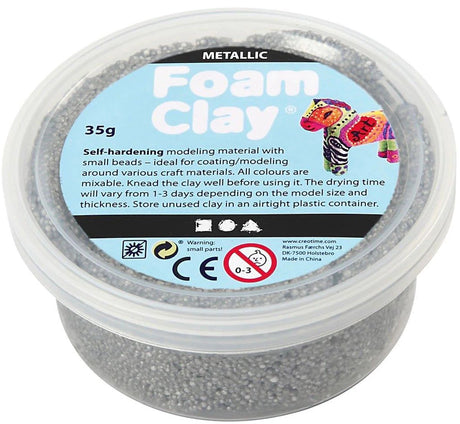 Foam clay - metallic zilver, 35gr.