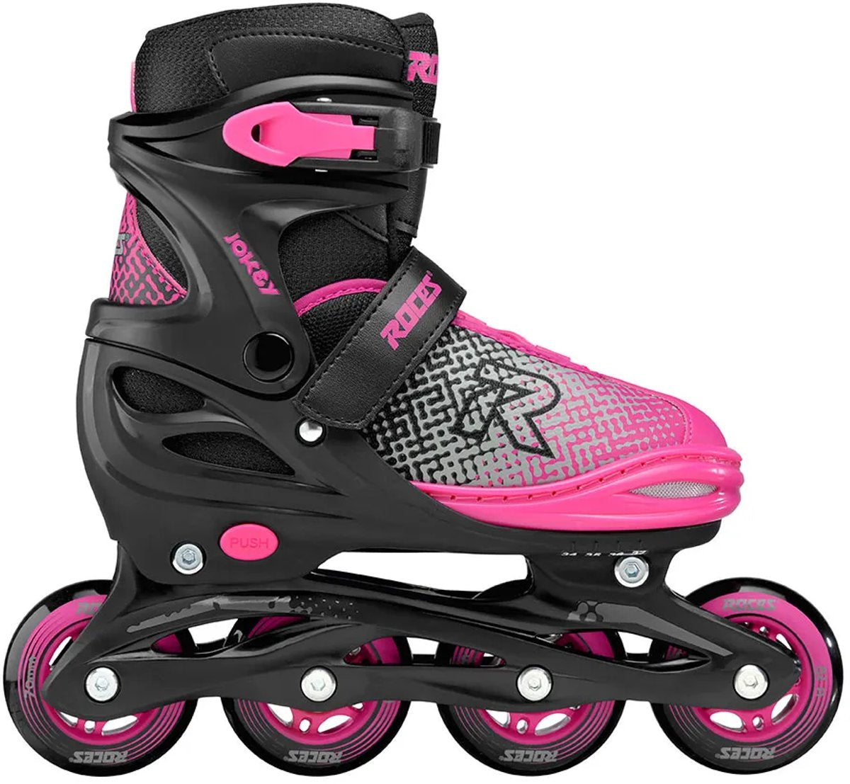 Roces jokey x verstelbare skeelers meisjes – inline skates – meegroei skates – zwart roze – maat 30-33