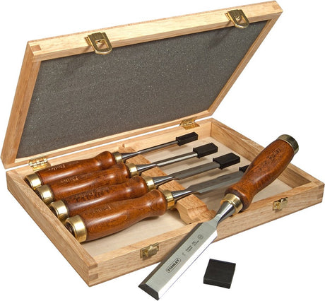 Stanley houtbeitelset bailey 5-delig houten kist - 2-16-217