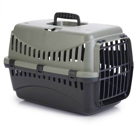 Beeztees gipsy eco reismand kat - transportbox kat klein huisdier - afneembare bovenkant groen zwart - 45x26x29 cm