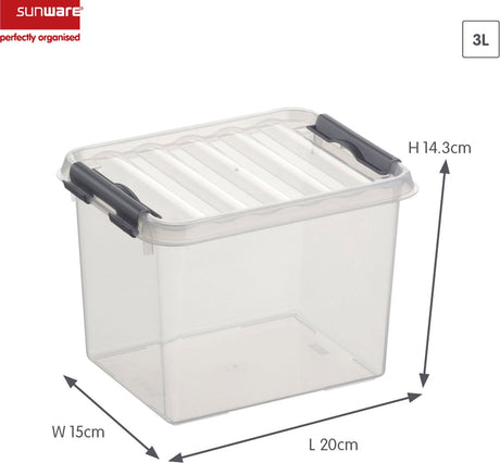 Sunware - q-line opbergbox 3l transparant metaal - 20 x 15 x 14,3 cm