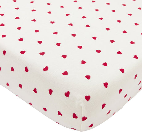 Meyco baby sweet heart hoeslaken co-sleeper - white red - 50x90cm