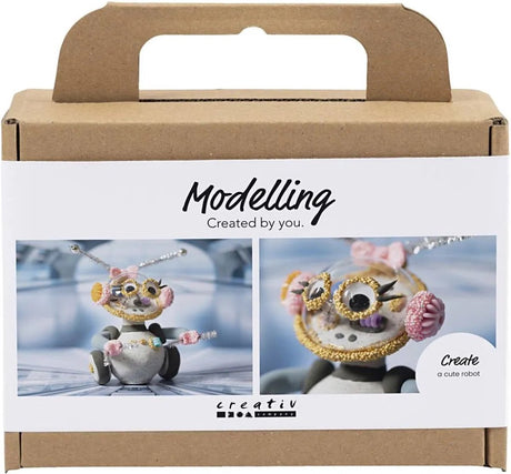 Creativ company mini hobbyset robot boetseren grijs en roze