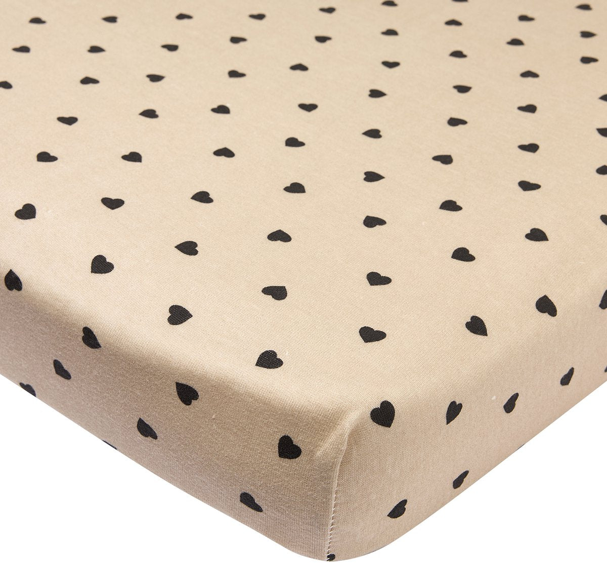 Meyco baby sweet heart hoeslaken boxmatras - soft sand black - 75x95cm