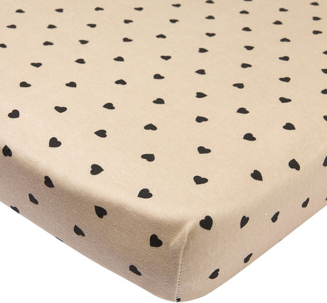 Meyco baby sweet heart hoeslaken boxmatras - soft sand black - 75x95cm