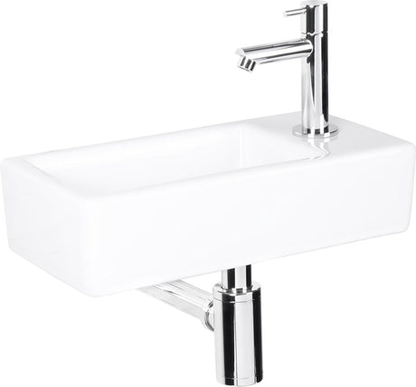 Differnz fonteinset helios rechthoek rechts 37.5x18.5x9.5cm keramiek wit