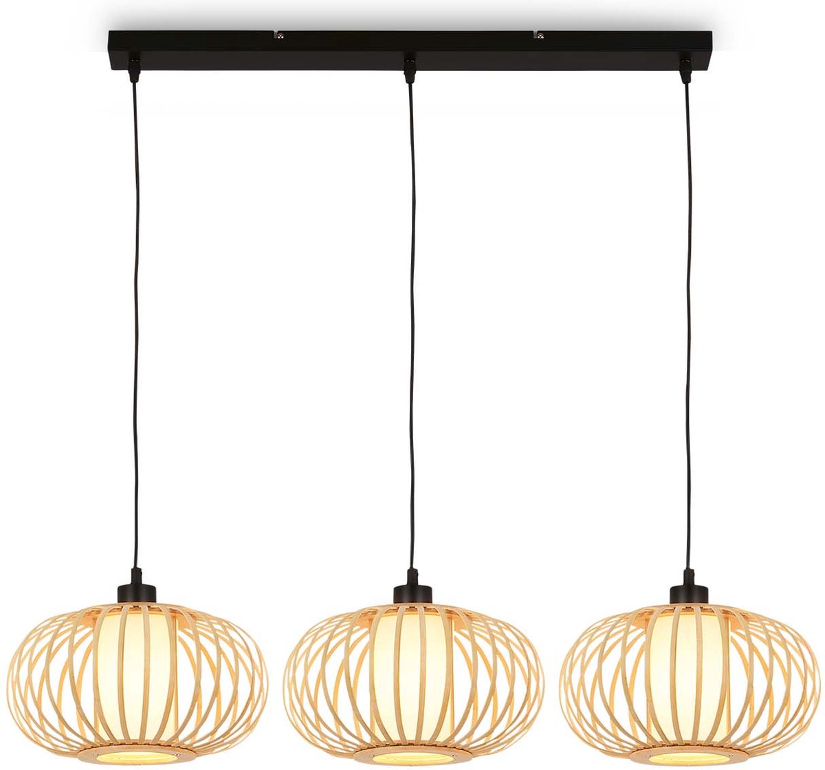 Briloner - rotti - hanglamp, 120 cm, 3x e27, max. 10w, houtkleurig