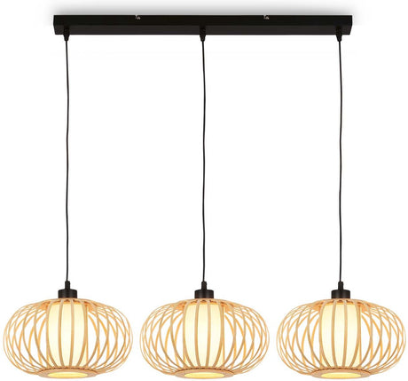Briloner - rotti - hanglamp, 120 cm, 3x e27, max. 10w, houtkleurig
