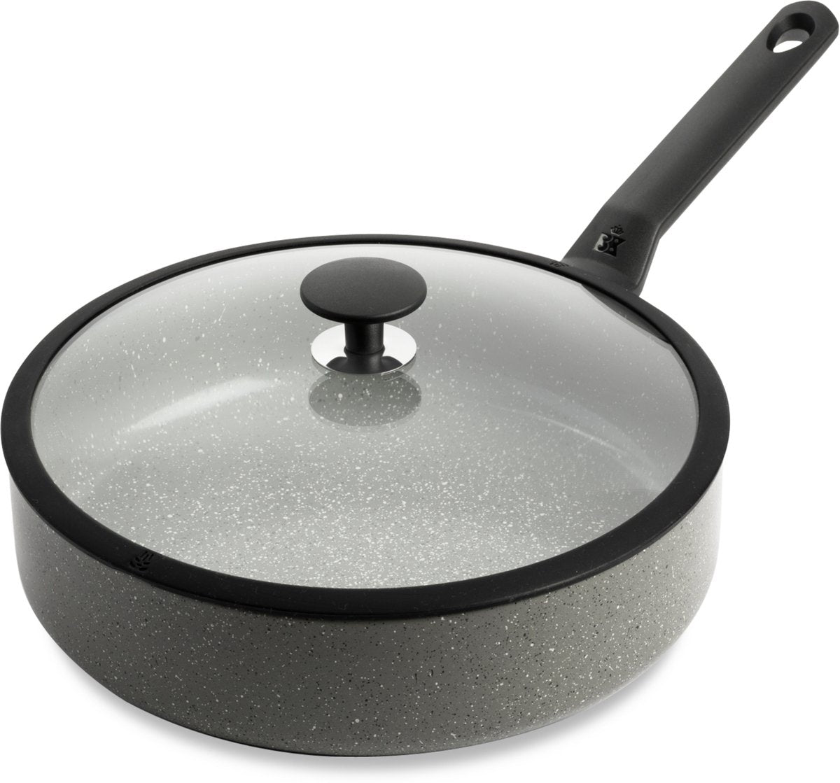 Bk granite ceramic keramische hapjespan 28cm – 4.2l – inductie hapjespan – met deksel – ovenbestendig tot 160 graden – koudgreep – pfas‑vrij – grijs