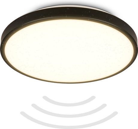 B.k.licht - led badkamerverlichting - plafondlamp met bewegingsmelder - ip54 - warm wit licht - 29x7.5 cm - zwart