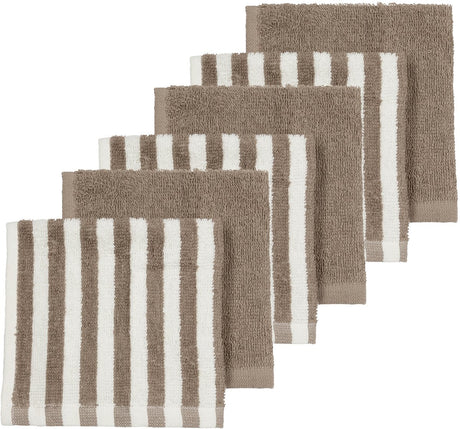 Meyco baby fat stripe monddoekjes - jacquard badstof - taupe - 30x30cm - 6-pack