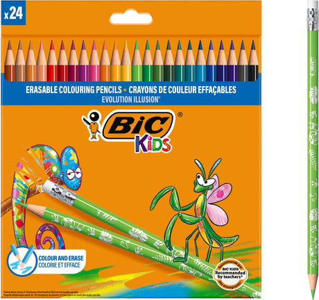 Bic kids illusion - kleurpotloden - kinderen en volwassenen - verschillende kleuren - potlood - 24 stuks