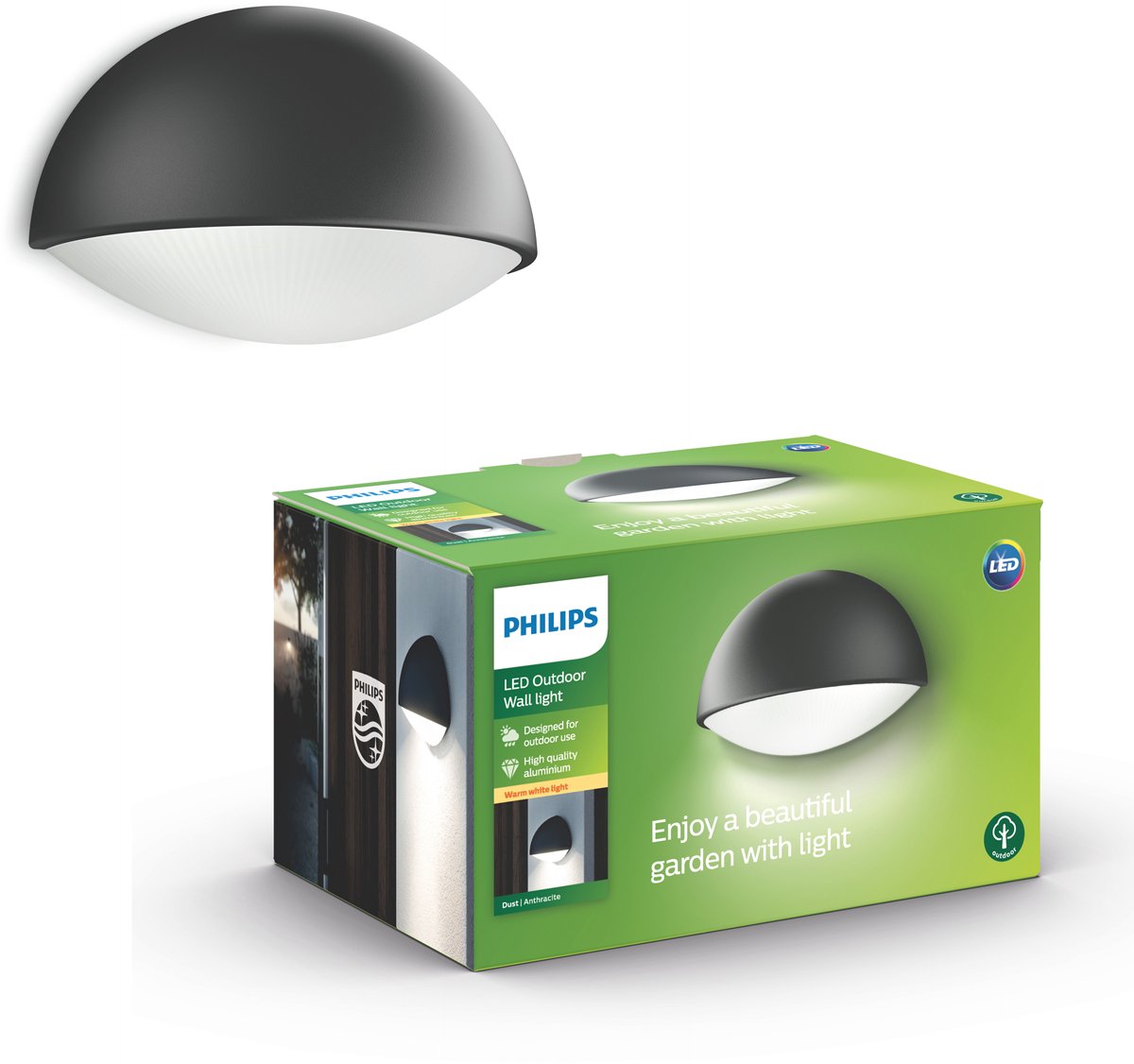 Philips led philips dust muurlamp - antraciet