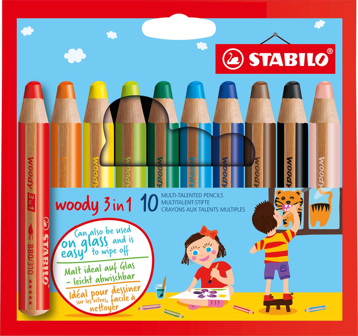 Stabilo woody 3 in 1 - multitalent potlood - set 10 stuks