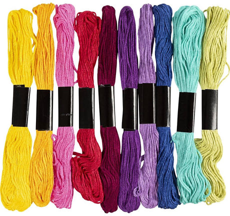 Creativ company cc borduurgaren kleurrijk 10 kleuren van elk 8m