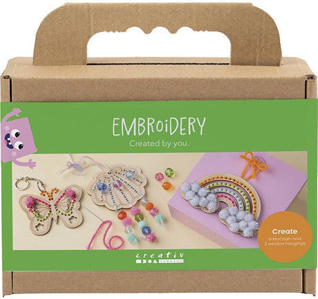Creativ company mini hobbyset borduurwerk - vlinder, schelp en regenboog