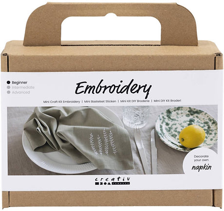 Creativ company mini hobbyset borduren servet dusty groen
