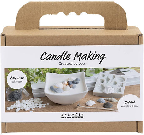 Creativ company cc mini hobbyset kaarsen maken schelpen grijs off-white