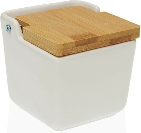 Versa zoutvaatje met deksel wit dolomite (9 x 8 x 9 cm)