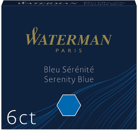 Waterman -vulpeninktpatronen | kort 'internationaal' | serenity blue | 6 stuks