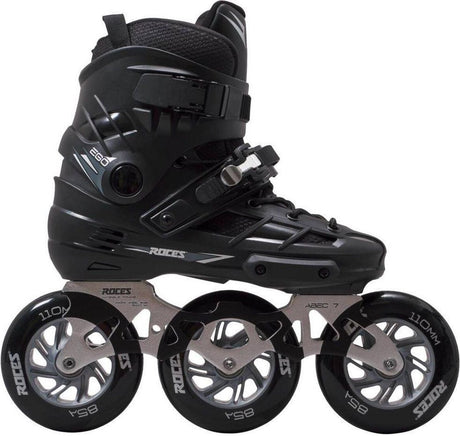 Roces ego tif 3x110 skeelers volwassenen - 3 wielen 110mm - speed skates inline skates - zwart zilver - maat 38