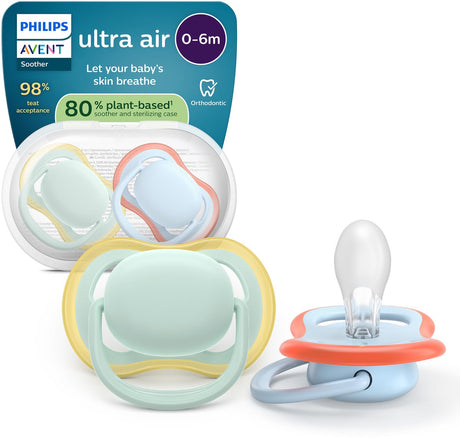 Philips avent ultra air – ademend en lichtgewicht fopspeen (0-6 mnd) – 2 stuks - scf087 01