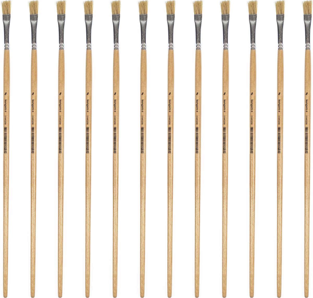 Kangaro lyonse penseel - #8 - gelakt hout - doos a 12 stuks