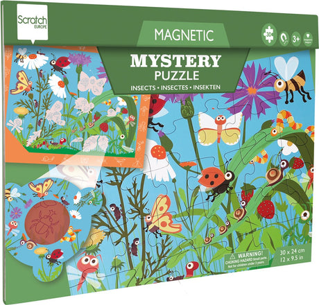 Scratch 2 in 1 magnetische puzzel - mystery game - insect - 52,3x30,5cm - 30 stukjes - 3 jaar