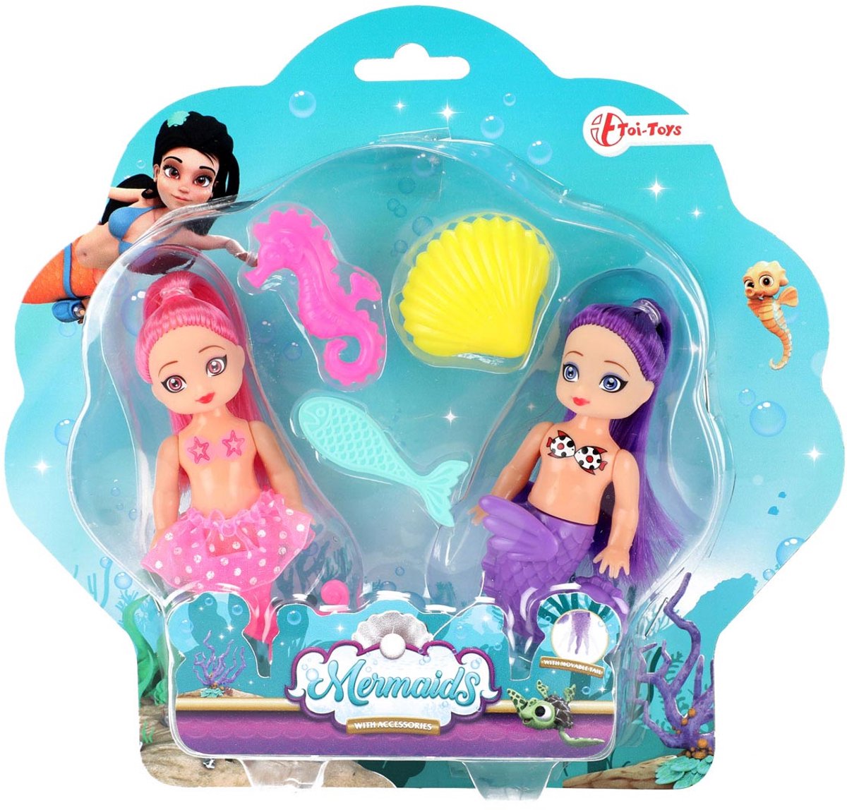 Toi-toys mermaids zeemeerminpop met accessoires, 12cm