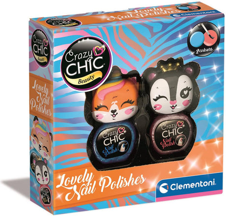 Clementoni crazy chic nagellak blauw rood, 2st.