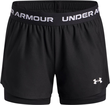 Under armour ua tech play up 2n1 short unisex sportbroek - zwart - wit