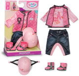 Baby born poppenkleding paardrijden 43cm - outfit met helm.