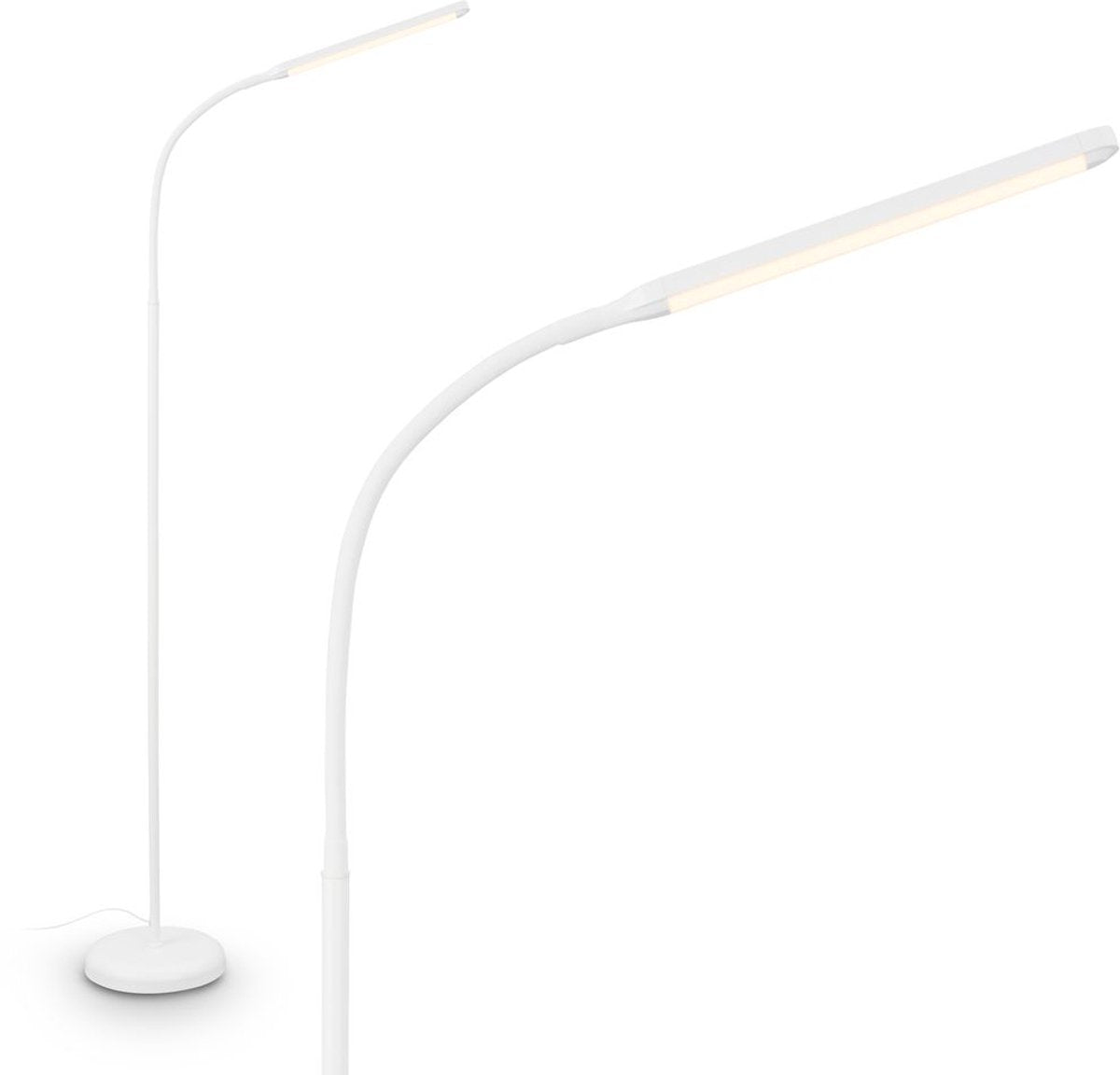B.k.licht briloner mura – led vloerlamp – dimbaar – 6w – 600lm – touchbediening – zwenkbaar – wit – moderne leeslamp
