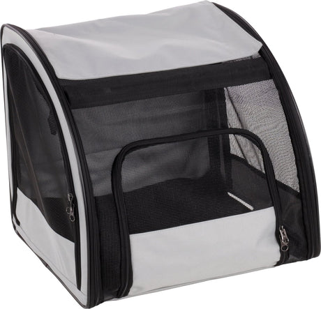 Flamingo autostoel hond – autostoel rey lichtgrijs – 45x38,5x41cm – opvouwbaar veilig – met ventilatiegaas