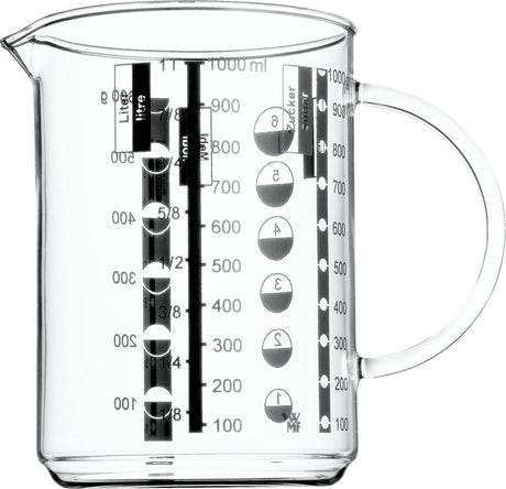Wmf gourmet maatbeker - 1l - glas - hittebestendig - met schaalverdeling
