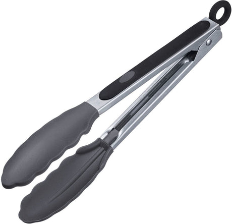 Westmark serveertang, met siliconen borden en rubberen handgrepen, lengte: 21 cm, roestvrij staal plastic siliconen, klassieke siliconen mini, zilver zwart, 16162270